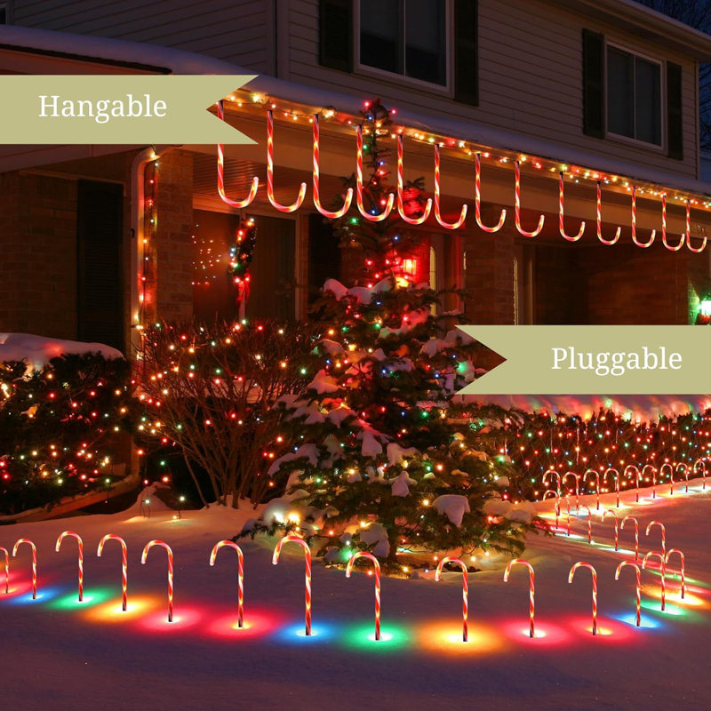 The Holiday Aisle 24 Pack Upgraded Solar Christmas Candy Cane Lights Solar Pathway Lights Waterproof Christmas Decorations Outdoor With 8 Modes For Party Patio Garden Lawn Yard Decor Wayfair